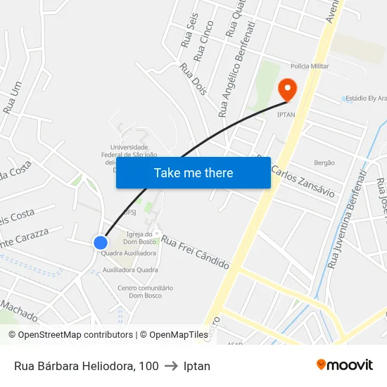 Rua Bárbara Heliodora, 100 to Iptan map