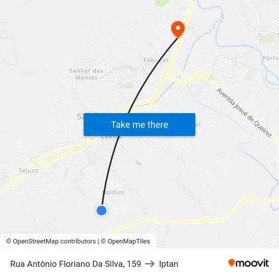 Rua Antônio Floriano Da Silva, 159 to Iptan map