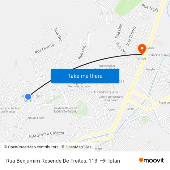 Rua Benjamim Resende De Freitas, 113 to Iptan map