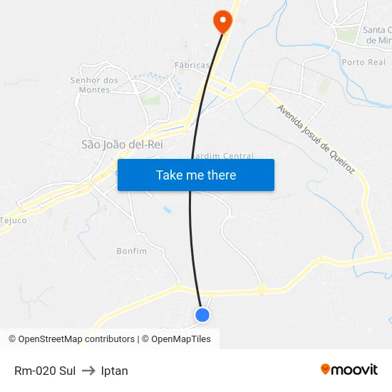 Rm-020 Sul to Iptan map