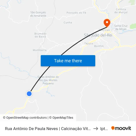 Rua Antônio De Paula Neves | Calcinação Vitória to Iptan map