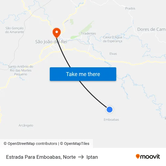 Estrada Para Emboabas, Norte to Iptan map