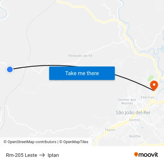 Rm-205 Leste to Iptan map