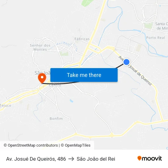 Av. Josué De Queirós, 486 to São João del Rei map