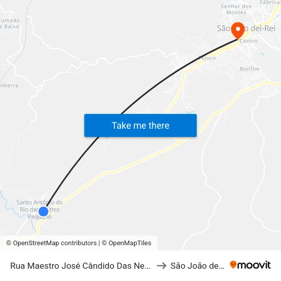 Rua Maestro José Cândido Das Neves, 337 to São João del Rei map
