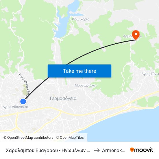 Χαραλάμπου Ευαγόρου - Ηνωμένων Εθνών to Armenokhori map