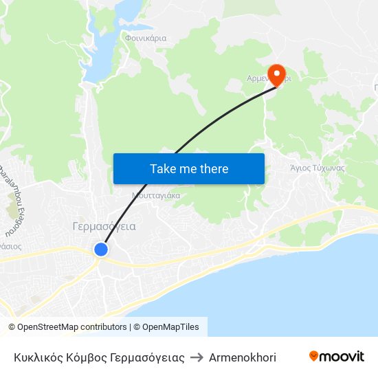 Κυκλικός Κόμβος Γερμασόγειας to Armenokhori map