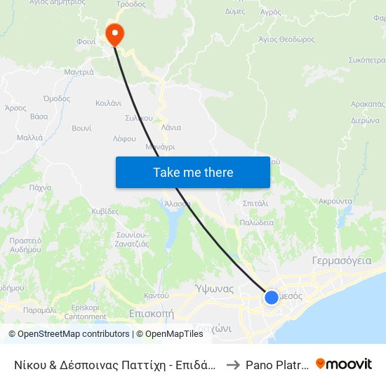 Νίκου & Δέσποινας Παττίχη - Επιδάμνου to Pano Platres map