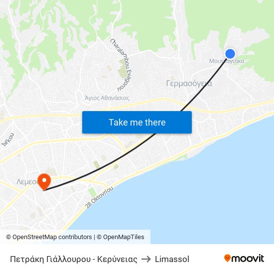 Πετράκη Γιάλλουρου - Κερύνειας to Limassol map