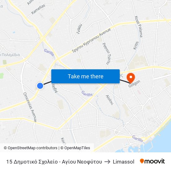 15 Δημοτικό Σχολείο - Αγίου Νεοφύτου to Limassol map