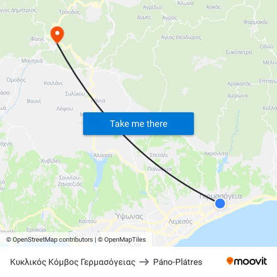 Κυκλικός Κόμβος Γερμασόγειας to Páno-Plátres map