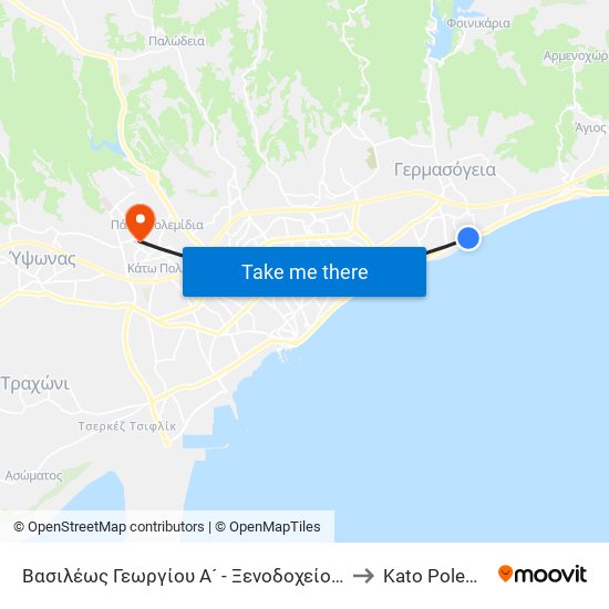 Βασιλέως Γεωργίου Α´ - Ξενοδοχείο Apollonia to Kato Polemidia map