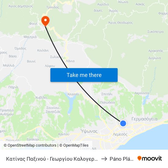 Κατίνας Παξινού - Γεωργίου Καλογεροπούλου to Páno Plátres map