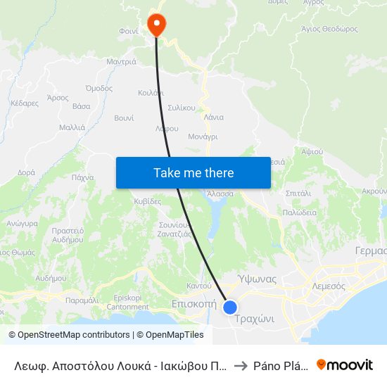 Λεωφ. Αποστόλου Λουκά - Ιακώβου Πατάτσου to Páno Plátres map