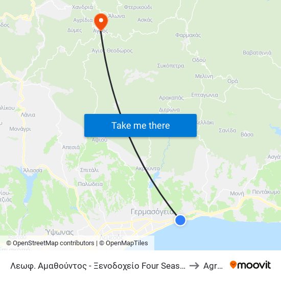 Λεωφ. Αμαθούντος - Ξενοδοχείο Four Seasons to Agrós map