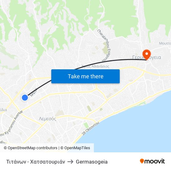 Τιτάνων - Χατσατουριάν to Germasogeia map