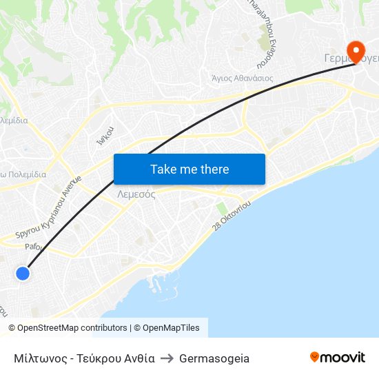 Μίλτωνος - Τεύκρου Ανθία to Germasogeia map