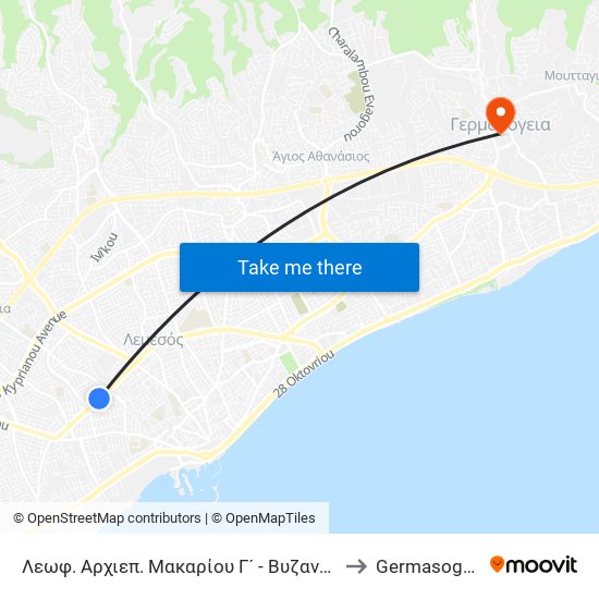 Λεωφ. Αρχιεπ. Μακαρίου Γ´ - Βυζαντίου to Germasogeia map