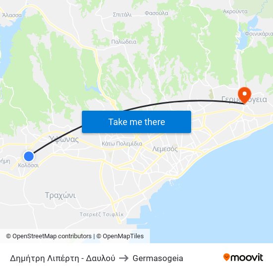 Δημήτρη Λιπέρτη - Δαυλού to Germasogeia map