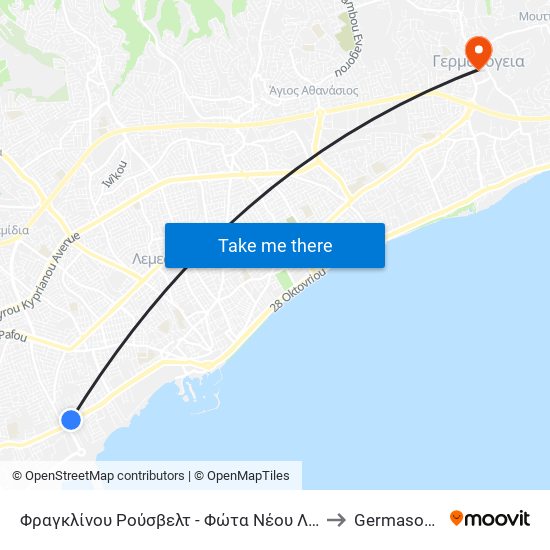 Φραγκλίνου Ρούσβελτ - Φώτα Νέου Λιμανιού to Germasogeia map