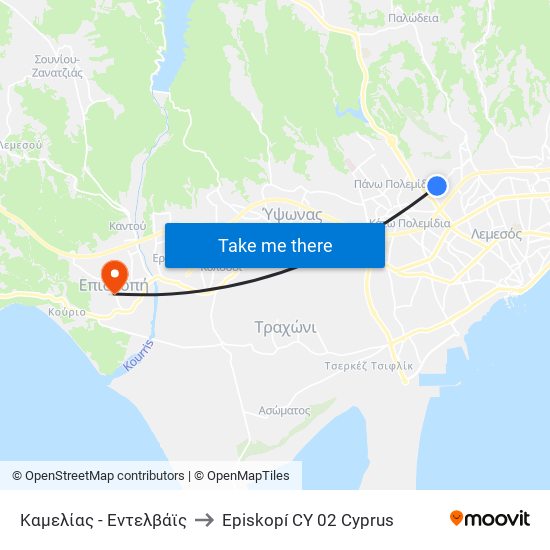 Καμελίας - Εντελβάϊς to Episkopí CY 02 Cyprus map