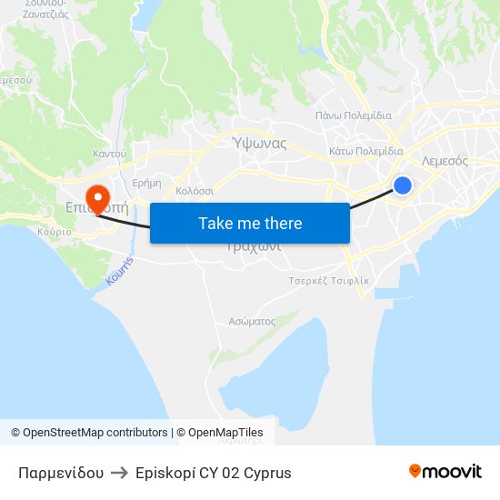 Παρμενίδου to Episkopí CY 02 Cyprus map