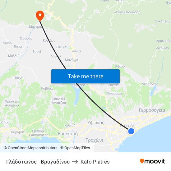 Γλάδστωνος - Βραγαδίνου to Káto Plátres map