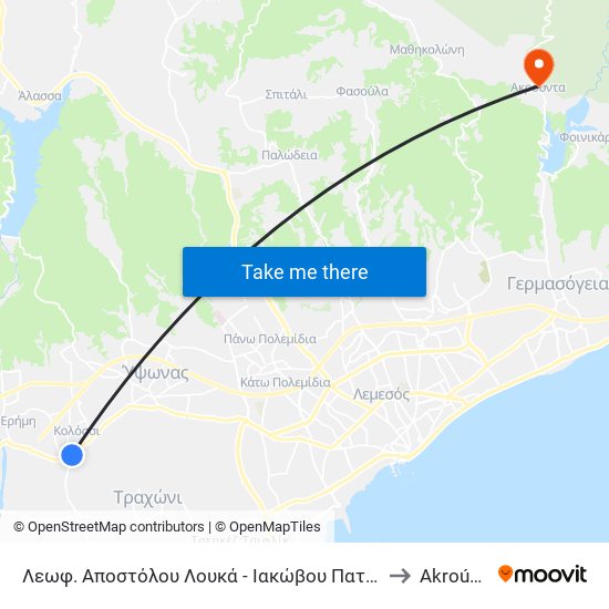 Λεωφ. Αποστόλου Λουκά - Ιακώβου Πατάτσου to Akroúnta map