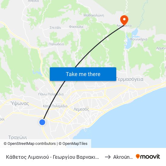 Κάθετος Λιμανιού - Γεωργίου Βαρνακιώτη to Akroúnta map