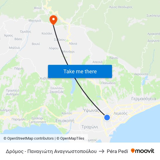 Δρόμος - Παναγιώτη Αναγνωστοπούλου to Péra Pedí map