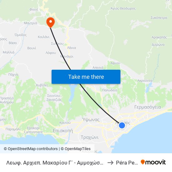 Λεωφ. Αρχιεπ. Μακαρίου Γ´ - Αμμοχώστου to Péra Pedí map