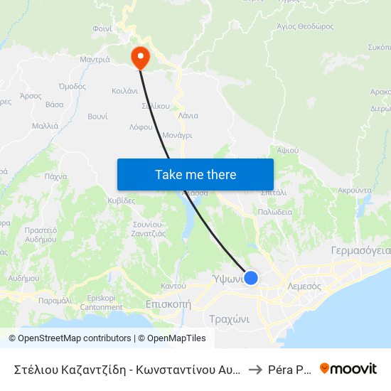 Στέλιου Καζαντζίδη - Κωνσταντίνου Αυγεράκη to Péra Pedí map