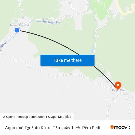 Δημοτικό Σχολείο Κάτω Πλατρών 1 to Péra Pedí map