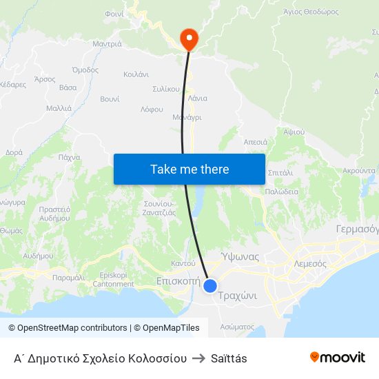 Α´ Δημοτικό Σχολείο Κολοσσίου to Saïttás map