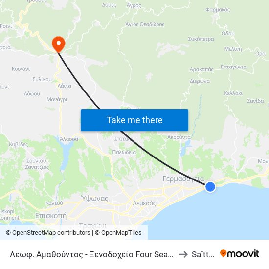 Λεωφ. Αμαθούντος - Ξενοδοχείο Four Seasons to Saïttás map