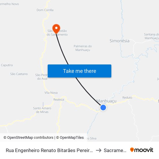 Rua Engenheiro Renato Bitarães Pereira, 195 to Sacramento map