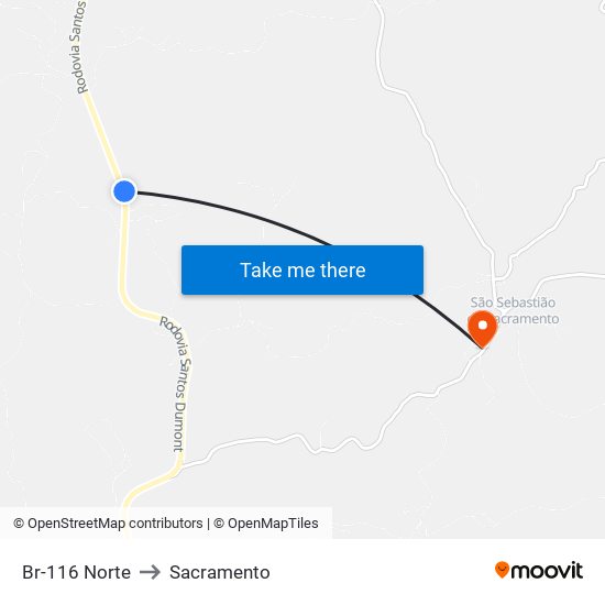 Br-116 Norte to Sacramento map