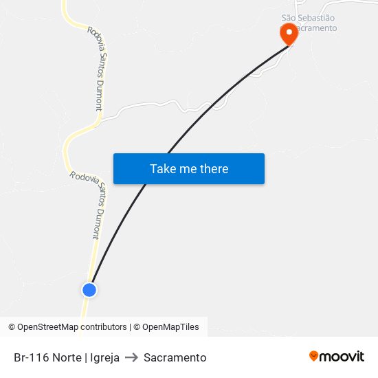 Br-116 Norte | Igreja to Sacramento map