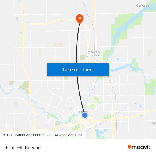 Flint to Beecher map