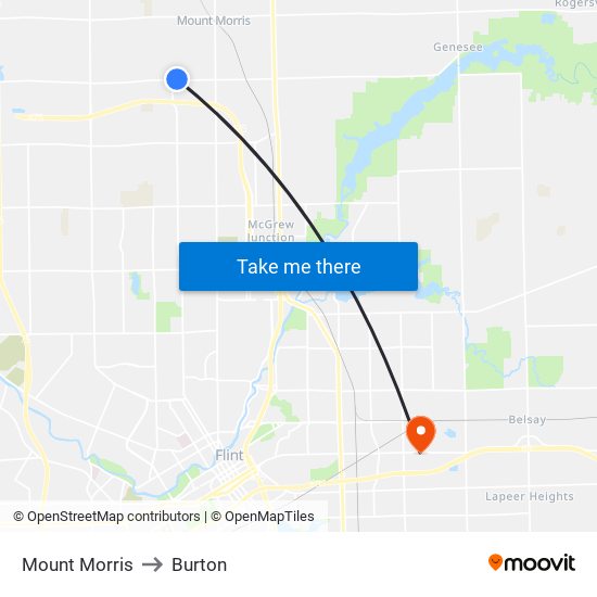 Mount Morris to Burton map