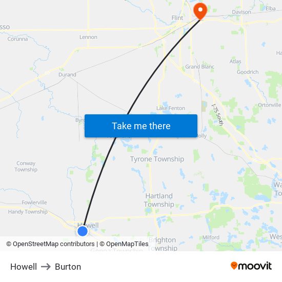 Howell to Burton map