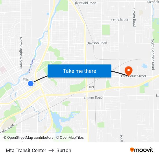 Mta Transit Center to Burton map