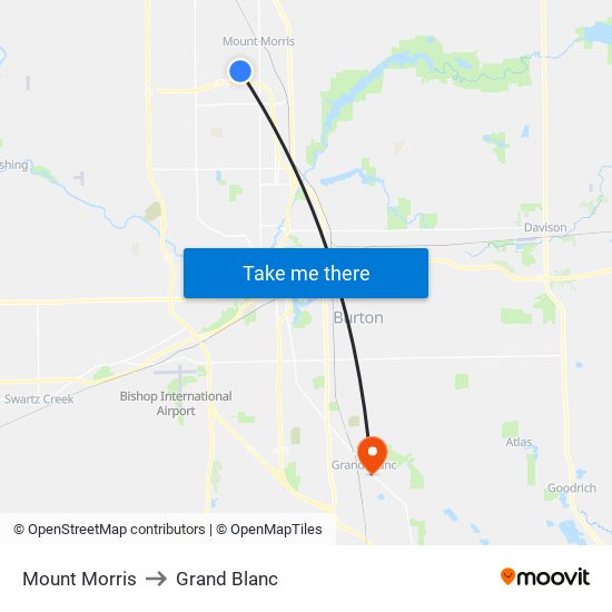 Mount Morris to Grand Blanc map