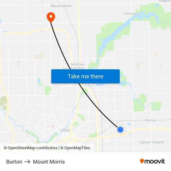 Burton to Mount Morris map