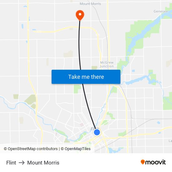 Flint to Mount Morris map