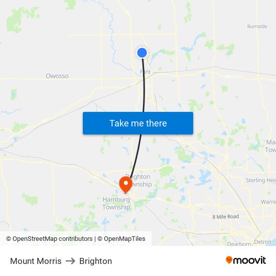 Mount Morris to Brighton map