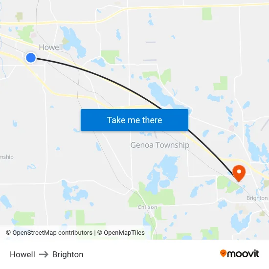 Howell to Brighton map
