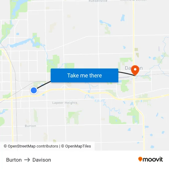Burton to Davison map
