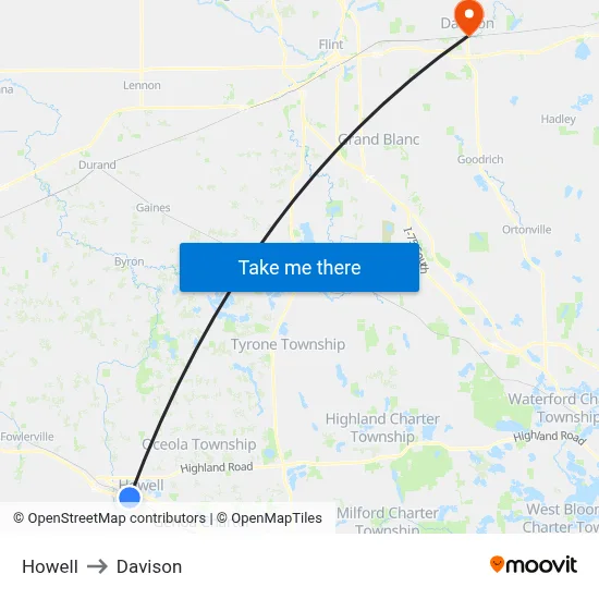 Howell to Davison map