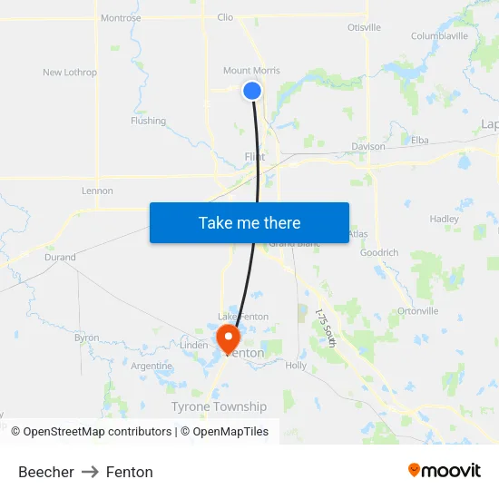 Beecher to Fenton map